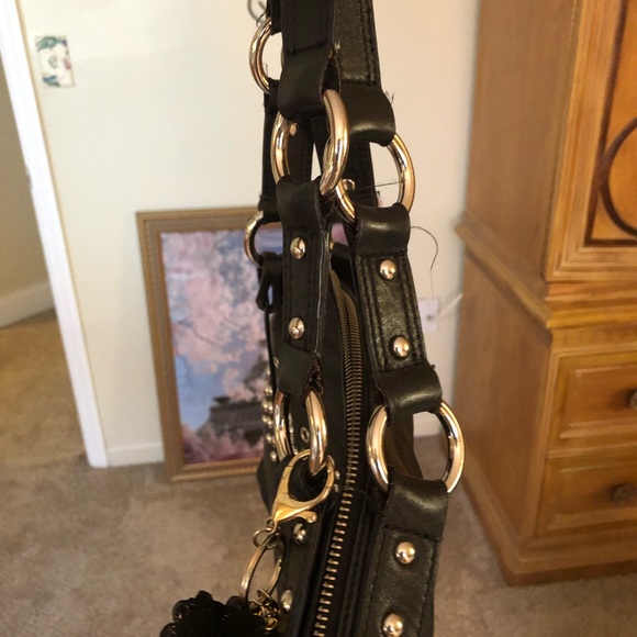 VIA SPIGA BLACK LEATHER HANDBAG VINTAGE FREE SHIPPING - Picture 4 of 10